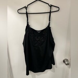 Black Tank Top with Lace Trim
